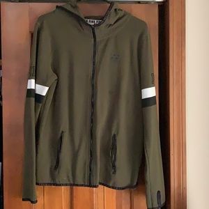 Olive green zip up PINK hoody